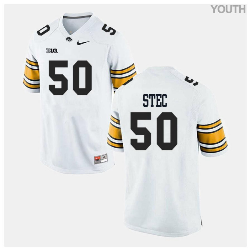 Youth Iowa Hawkeyes NCAA #50 Louie Stec White Authentic Nike Alumni Stitched College Football Jersey XA34D68TT